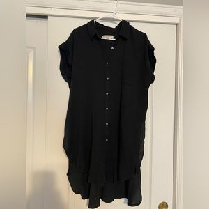 Loft black button down long top